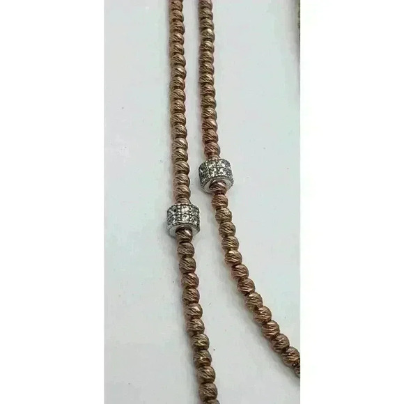 Lisa Robertson 18k Gold On 925 Sterling Silver Necklace Rhinestone Beads Long - Picture 10 of 15